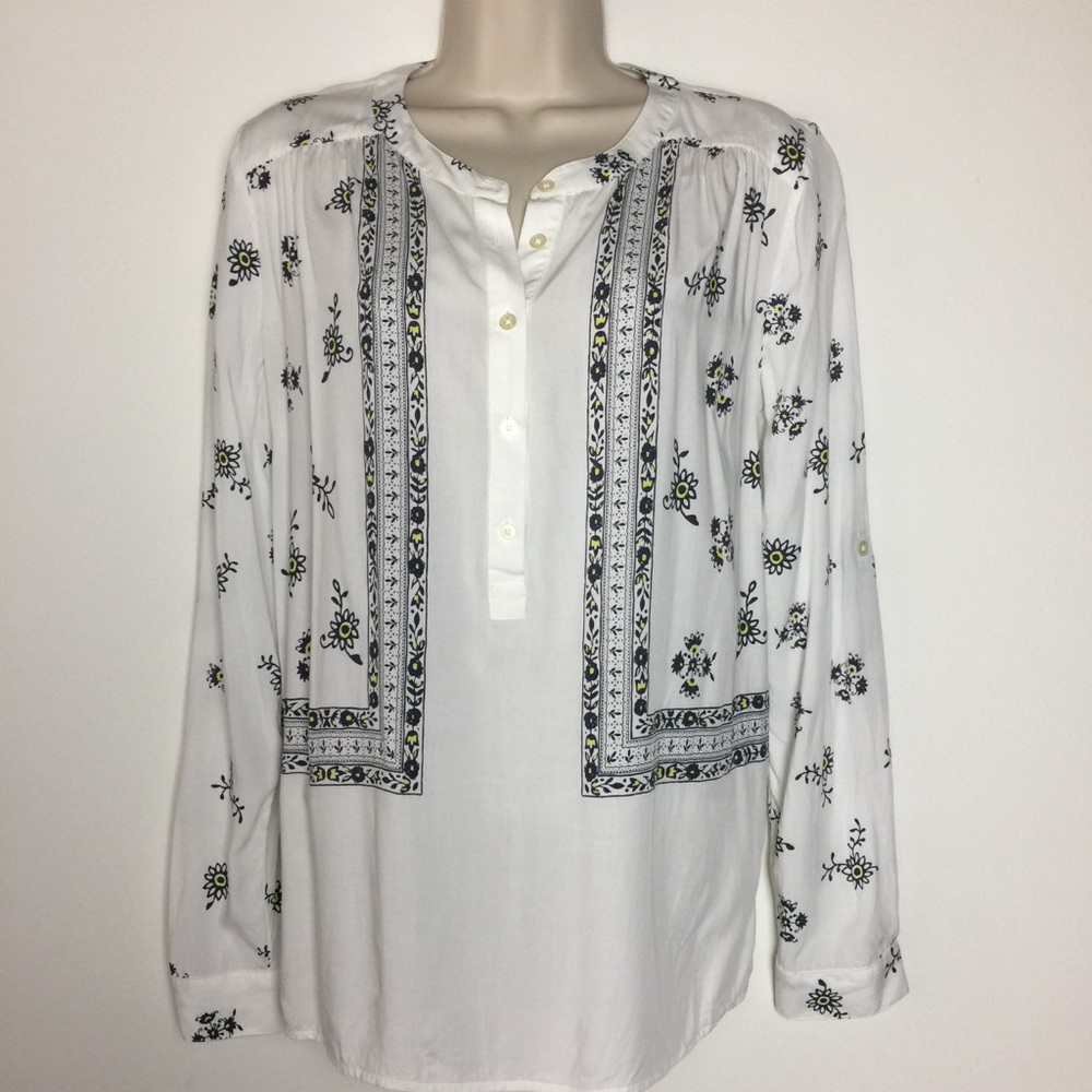 Loft Meadow Floral Shirred Utility Blouse A061